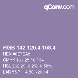 カラーコード: RGB 142 126.4 168.4 | qconv.com