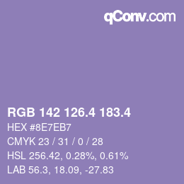 カラーコード: RGB 142 126.4 183.4 | qconv.com