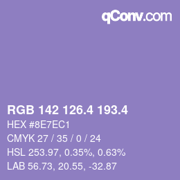 カラーコード: RGB 142 126.4 193.4 | qconv.com