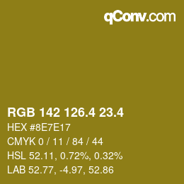 カラーコード: RGB 142 126.4 23.4 | qconv.com