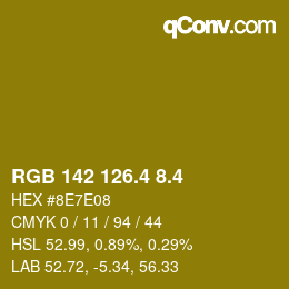 カラーコード: RGB 142 126.4 8.4 | qconv.com