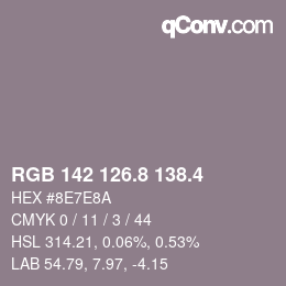 カラーコード: RGB 142 126.8 138.4 | qconv.com