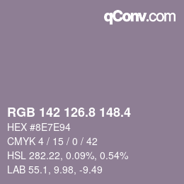 カラーコード: RGB 142 126.8 148.4 | qconv.com