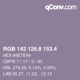 カラーコード: RGB 142 126.8 153.4 | qconv.com