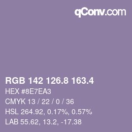 カラーコード: RGB 142 126.8 163.4 | qconv.com
