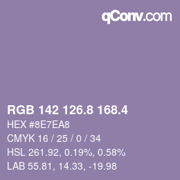 カラーコード: RGB 142 126.8 168.4 | qconv.com