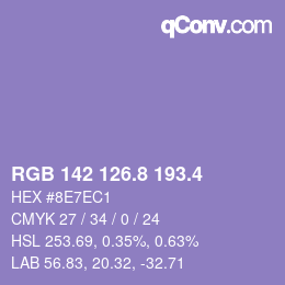 カラーコード: RGB 142 126.8 193.4 | qconv.com