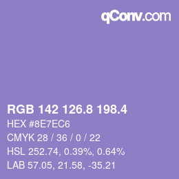 カラーコード: RGB 142 126.8 198.4 | qconv.com