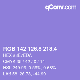 カラーコード: RGB 142 126.8 218.4 | qconv.com