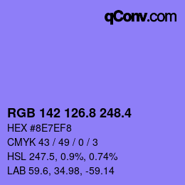 カラーコード: RGB 142 126.8 248.4 | qconv.com