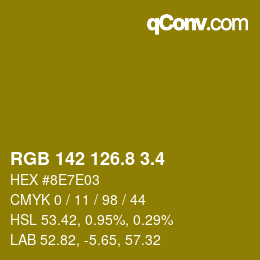 カラーコード: RGB 142 126.8 3.4 | qconv.com