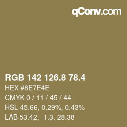 カラーコード: RGB 142 126.8 78.4 | qconv.com