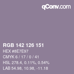 Color code: RGB 142 126 151 | qconv.com