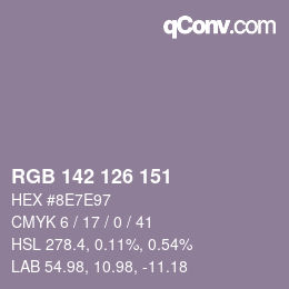 Código de color: RGB 142 126 151 | qconv.com