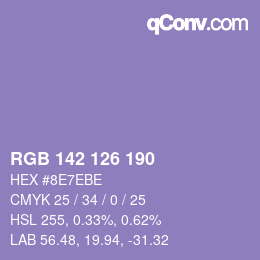 Color code: RGB 142 126 190 | qconv.com