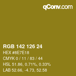 カラーコード: RGB 142 126 24 | qconv.com