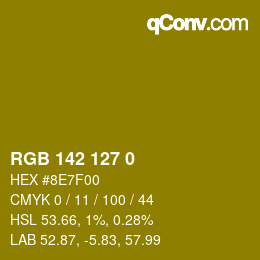 颜色代码: RGB 142 127 0 | qconv.com