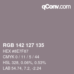 Color code: RGB 142 127 135 | qconv.com