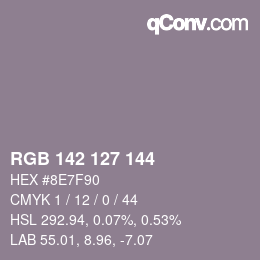 Color code: RGB 142 127 144 | qconv.com