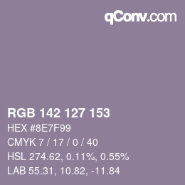 Color code: RGB 142 127 153 | qconv.com