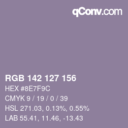 Color code: RGB 142 127 156 | qconv.com