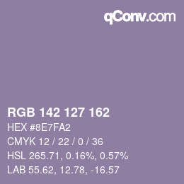 Color code: RGB 142 127 162 | qconv.com