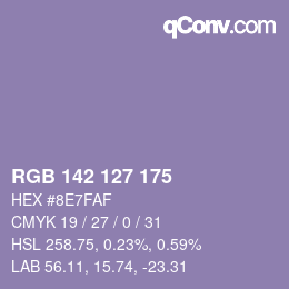 カラーコード: RGB 142 127 175 | qconv.com