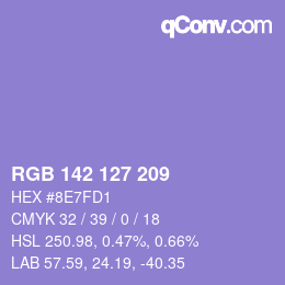 Color code: RGB 142 127 209 | qconv.com