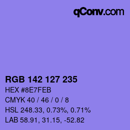 Color code: RGB 142 127 235 | qconv.com