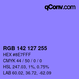 Color code: RGB 142 127 255 | qconv.com