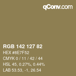 Code couleur: RGB 142 127 82 | qconv.com