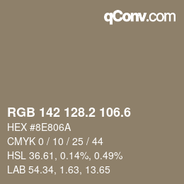 カラーコード: RGB 142 128.2 106.6 | qconv.com