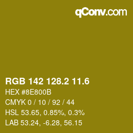 カラーコード: RGB 142 128.2 11.6 | qconv.com