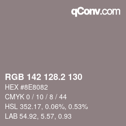 カラーコード: RGB 142 128.2 130 | qconv.com