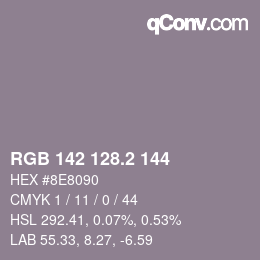カラーコード: RGB 142 128.2 144 | qconv.com