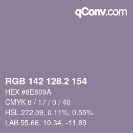 カラーコード: RGB 142 128.2 154 | qconv.com