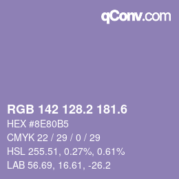 カラーコード: RGB 142 128.2 181.6 | qconv.com
