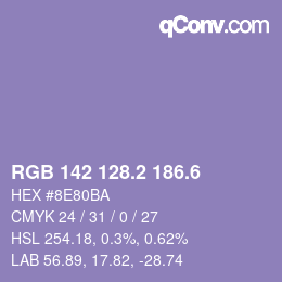 カラーコード: RGB 142 128.2 186.6 | qconv.com
