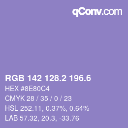 カラーコード: RGB 142 128.2 196.6 | qconv.com