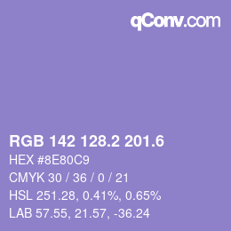 カラーコード: RGB 142 128.2 201.6 | qconv.com