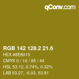 カラーコード: RGB 142 128.2 21.6 | qconv.com
