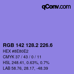 カラーコード: RGB 142 128.2 226.6 | qconv.com