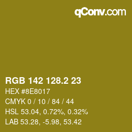 カラーコード: RGB 142 128.2 23 | qconv.com