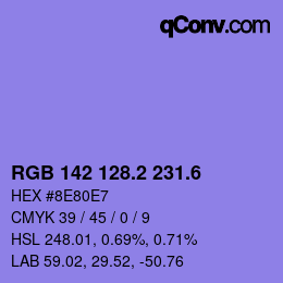 カラーコード: RGB 142 128.2 231.6 | qconv.com