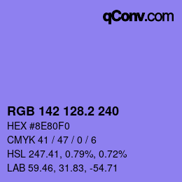 カラーコード: RGB 142 128.2 240 | qconv.com