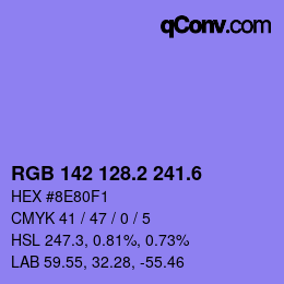 カラーコード: RGB 142 128.2 241.6 | qconv.com