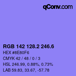カラーコード: RGB 142 128.2 246.6 | qconv.com