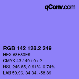 カラーコード: RGB 142 128.2 249 | qconv.com