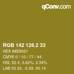 カラーコード: RGB 142 128.2 33 | qconv.com