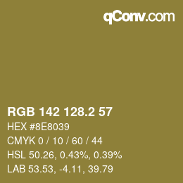 カラーコード: RGB 142 128.2 57 | qconv.com
